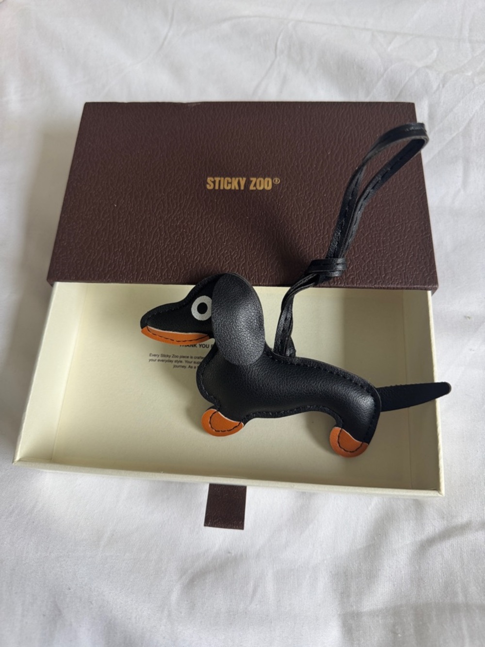 Sticky Zoo Leather Dachshund Bag Charm - New in Box